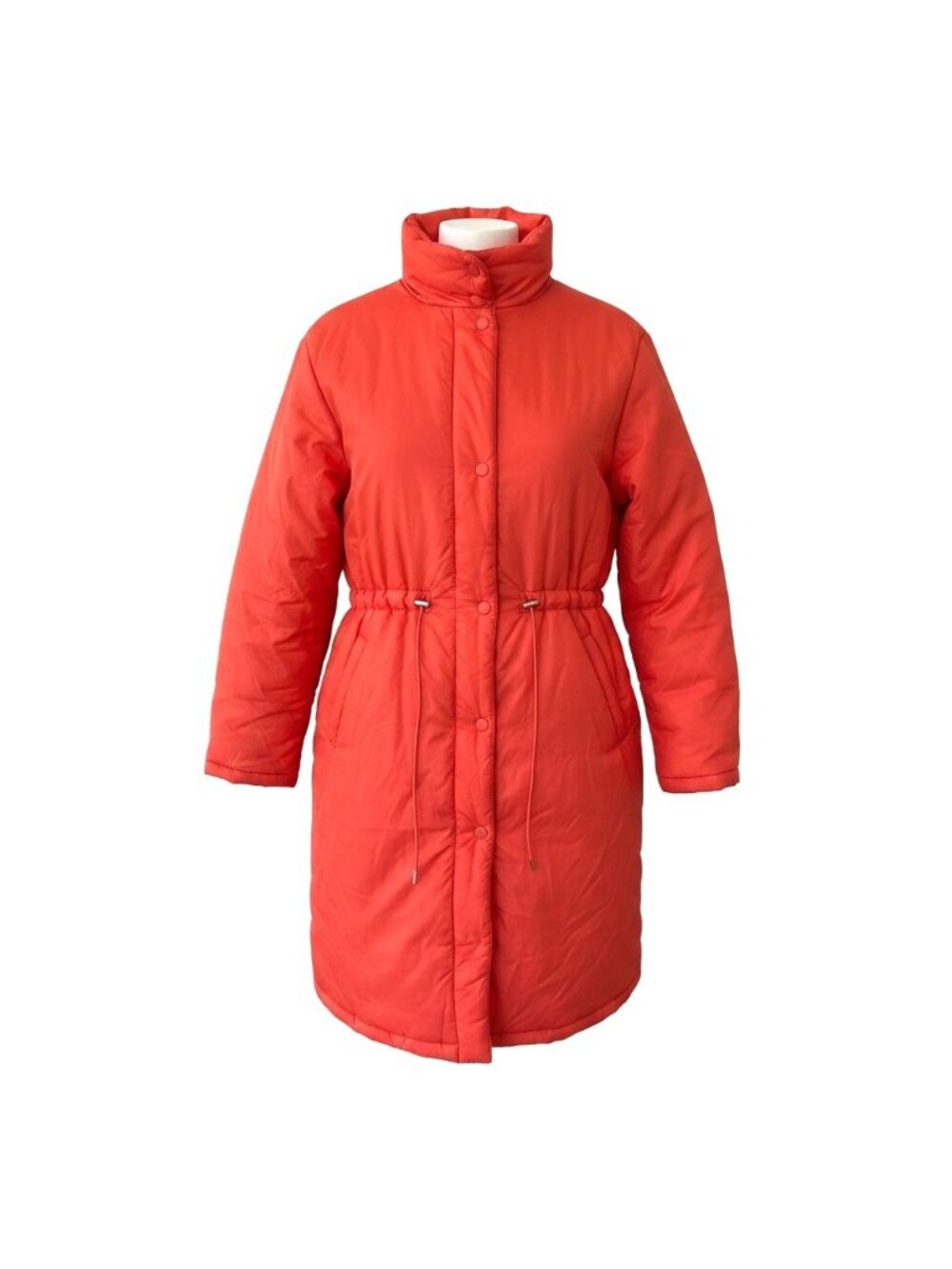 Maeve By Anthropologie Red Quilted Cinched Puffer Coat Jacket Salmon